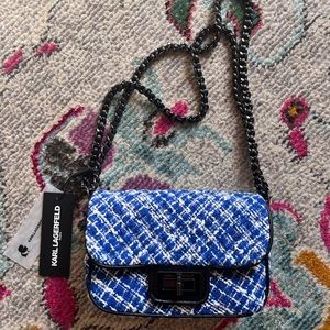 Karl Lagerfeld Paris Convertible Tweed HandBag NWT